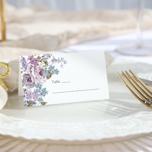 Tarjeta De Asiento Boda elegante de lila (Elegant Lilac Floral Wedding Place Card by Painted Paperie
)