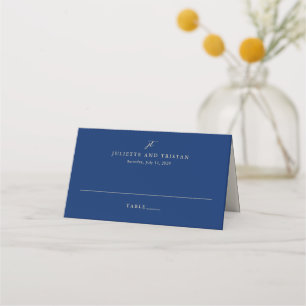 Tarjeta De Asiento Boda elegante de navy clásico y crema