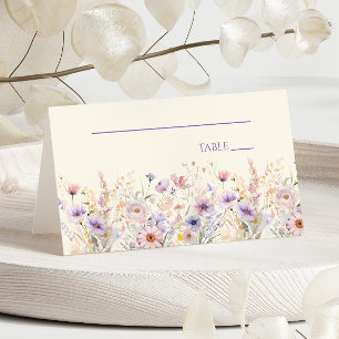 Tarjeta De Asiento Boda elegante de prado de flores silvestres rosa p