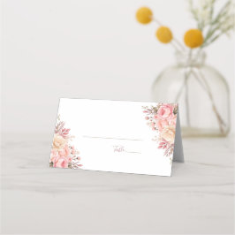 Tarjeta De Asiento Boda elegante de rosa rosa y marfil