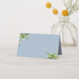 Tarjeta De Asiento Boda elegante floral verde azul polvoriento