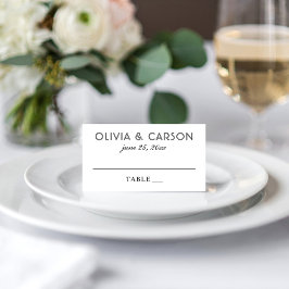 Tarjeta De Asiento Boda Elegante Monograma en Blanco y Negro