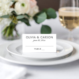 Tarjeta De Asiento Boda Elegante Monograma en Blanco y Negro