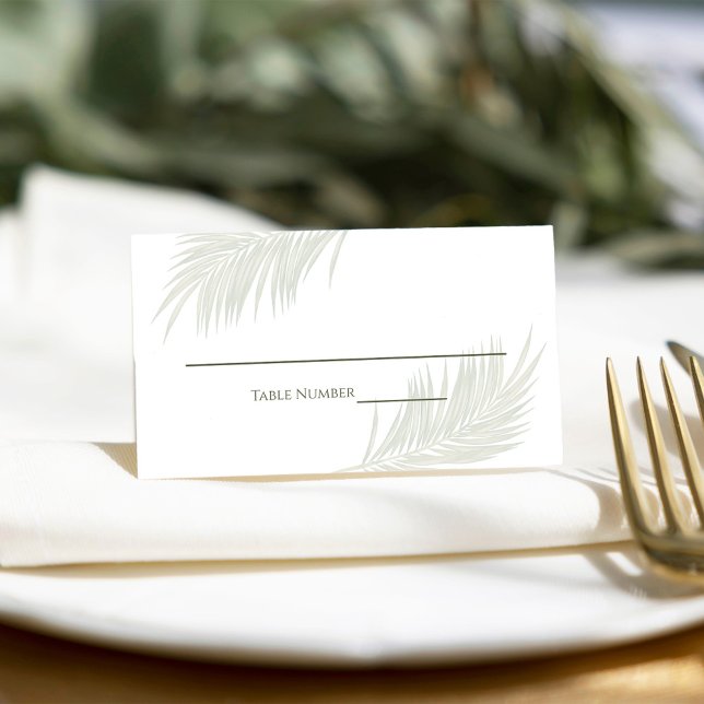 Tarjeta De Asiento Boda Elegante Palm Sale Asientos De Recepción (Elegant green tropical palm leaves place card. )