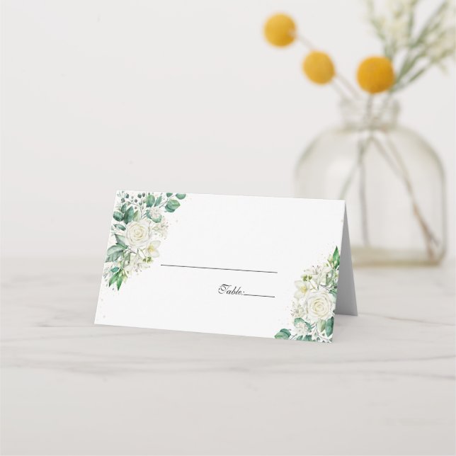 Tarjeta De Asiento Boda Elegante Rosa Blanca y Lilies (Reverso)