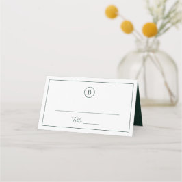 Tarjeta De Asiento Boda elegante tradicional de color verde bosque