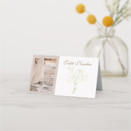 Tarjeta De Asiento Boda en la Playa Costera | Mesa Boho Suave y Neutr