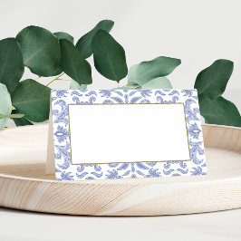 Tarjeta De Asiento Boda estilo Dusty Blue y White Vintage