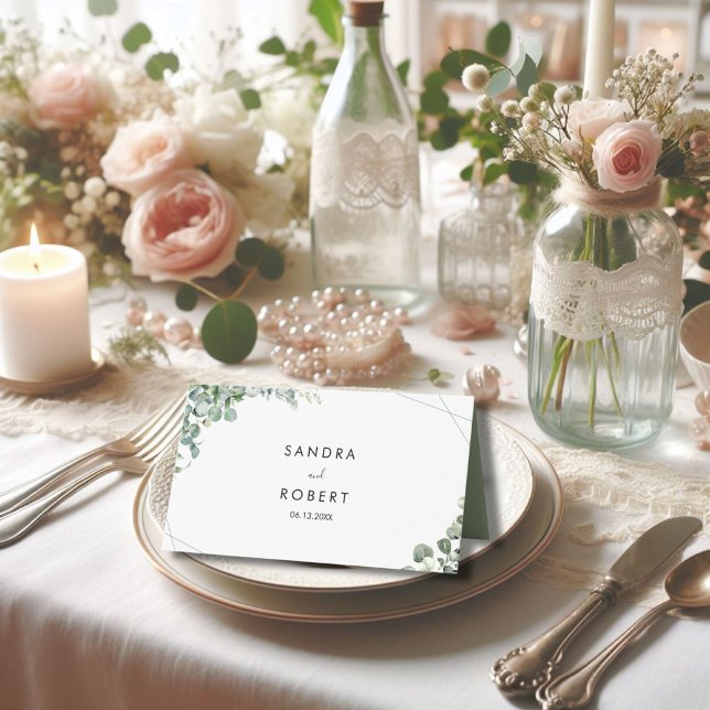 Tarjeta De Asiento Boda eucalipto greenery boho (Subido por el creador)