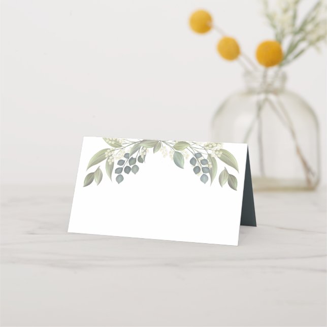 Tarjeta De Asiento Boda Eucalyptus Foliage Greenery Blank (Anverso)