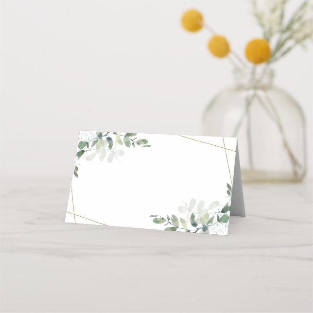 Tarjeta De Asiento Boda Eucalyptus Greenery Blank Place Card (Anverso)