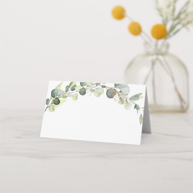 Tarjeta De Asiento Boda Eucalyptus Greenery Succulent (Anverso)