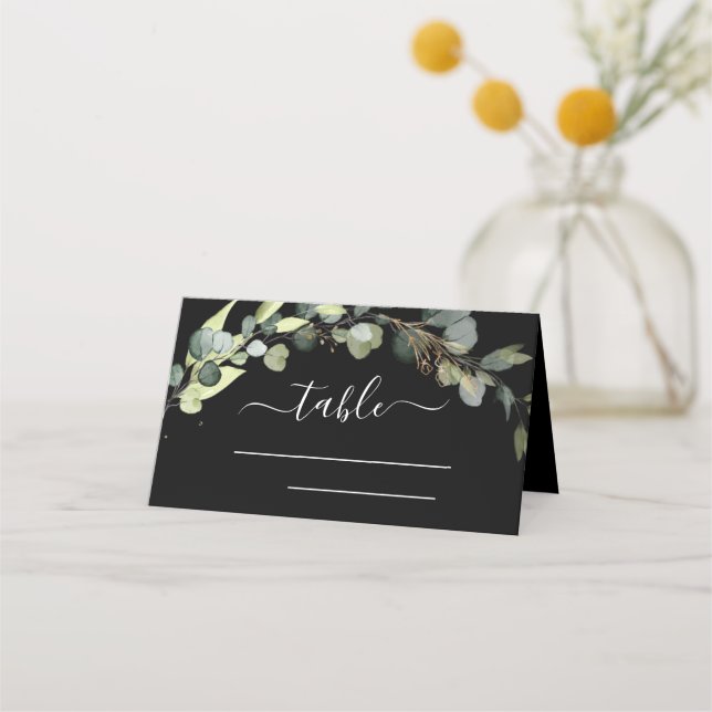 Tarjeta De Asiento Boda Eucalyptus Greenery Succulent (Anverso)