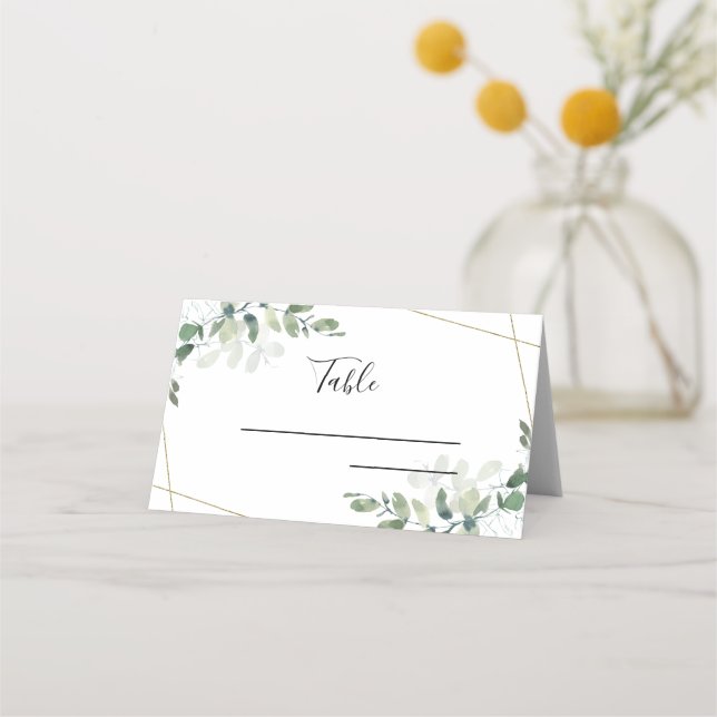 Tarjeta De Asiento Boda Eucalyptus Greenery Succulent Place Card (Anverso)