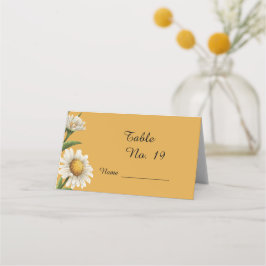Tarjeta De Asiento boda flor de margarita retro blanca naranja