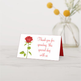 Tarjeta De Asiento Boda Flor De Rosa Rojo Floral Gracias Botánico