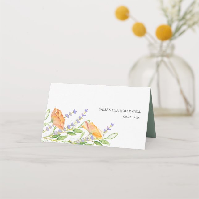 Tarjeta De Asiento Boda floral acuarela (Reverso)