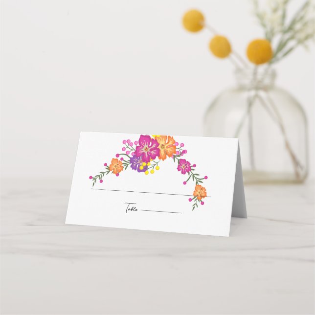 Tarjeta De Asiento Boda floral acuarela de verano (Anverso)