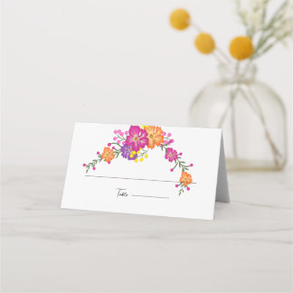 Tarjeta De Asiento Boda floral acuarela de verano