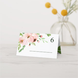 Tarjeta De Asiento Boda floral acuarela rosa