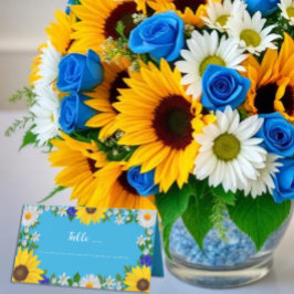 Tarjeta De Asiento Boda floral azul cielo de verano