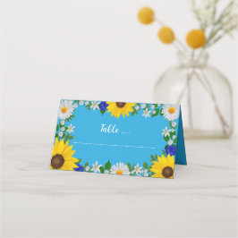 Tarjeta De Asiento Boda floral azul cielo de verano