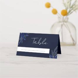 Tarjeta De Asiento Boda floral azul moda Plata y Marina