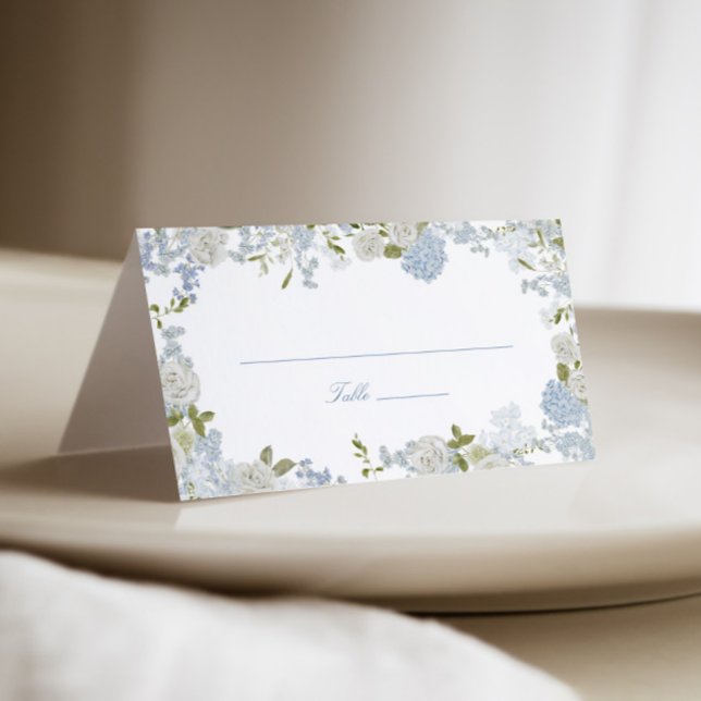 Tarjeta De Asiento Boda floral azul romántico (Subido por el creador)