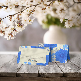 Tarjeta De Asiento Boda floral azul romántico