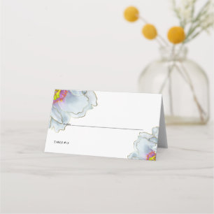 Tarjeta De Asiento Boda   Floral azul turbio y líaca exótica