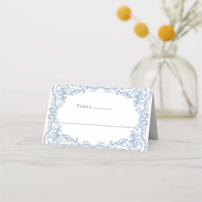 Tarjeta De Asiento Boda floral azul turquesa del órgano renacentista (Anverso)
