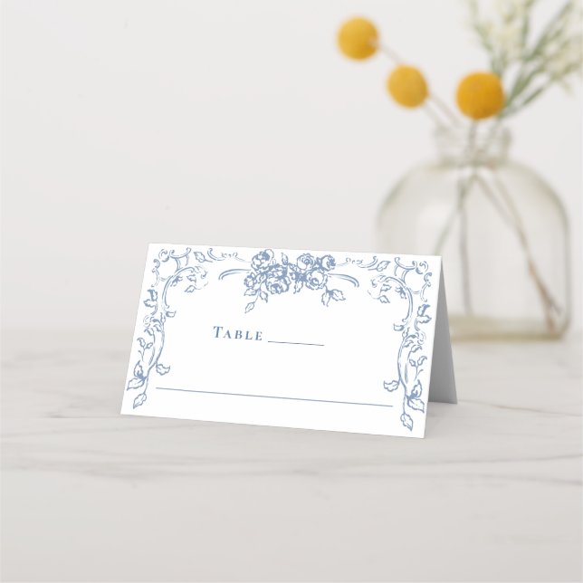 Tarjeta De Asiento Boda floral azul turquesa del órgano renacentista (Anverso)