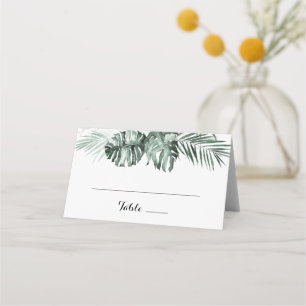 Tarjeta De Asiento Boda floral blanca de vegetación tropical