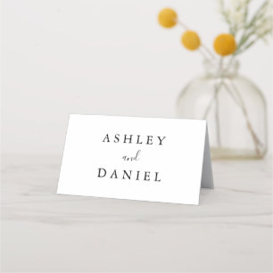 Tarjeta De Asiento Boda floral blanco y negro moderno Minimalista P