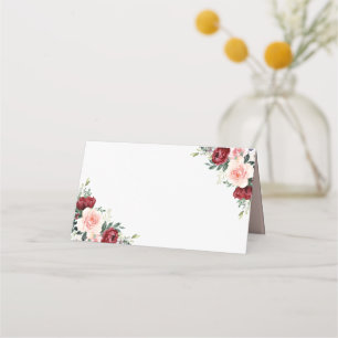 Tarjeta De Asiento Boda floral Boho Burgundy Rubor doblado