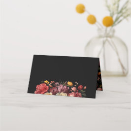 Tarjeta De Asiento Boda Floral Botánica Moody Black