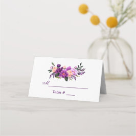 Tarjeta De Asiento Boda floral color morado ultravioleta PS