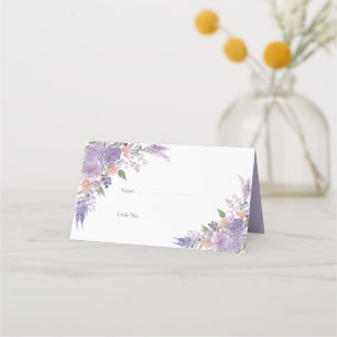 Tarjeta De Asiento Boda floral con escritura mauve Lilac Lavender mod