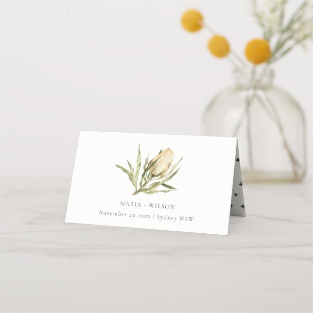 Tarjeta De Asiento Boda floral cutáneo nativo de Banksia (Anverso)