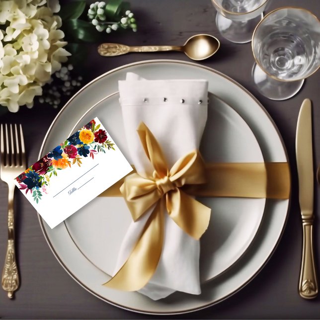 Tarjeta De Asiento Boda floral de acuarela brillante (Subido por el creador)