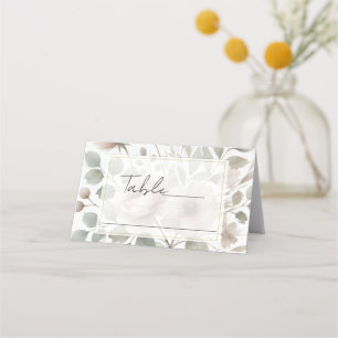 Tarjeta De Asiento Boda floral de acuarela de oliva polvorienta y ros