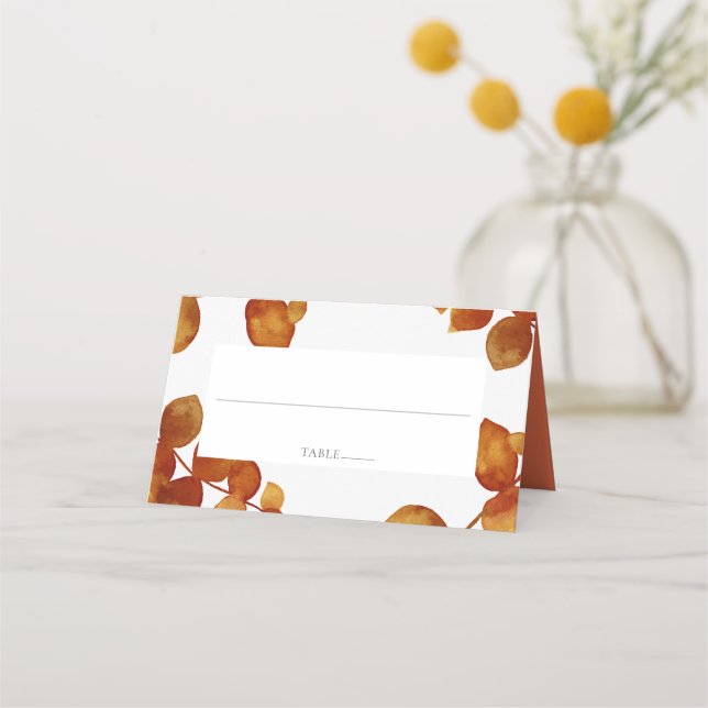 Tarjeta De Asiento Boda Floral de Boho de Siena Quemada Eucalyptus (Anverso)