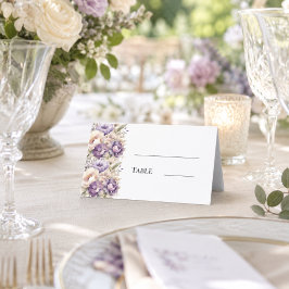 Tarjeta De Asiento Boda floral de champán lavanda