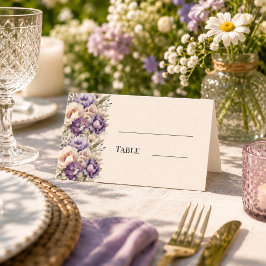 Tarjeta De Asiento Boda floral de champán lavanda