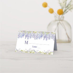 Tarjeta De Asiento Boda floral de color azul y púrpura