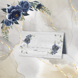 Tarjeta De Asiento Boda floral de color gris gris color azul marino