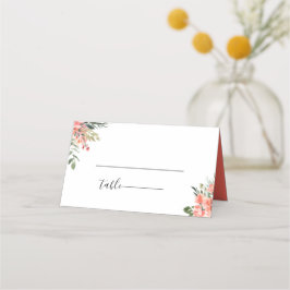 Tarjeta De Asiento Boda floral de coral bohemio