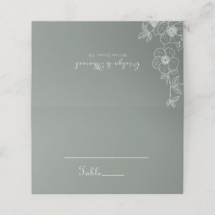 Tarjeta De Asiento Boda floral de destino verde Boho