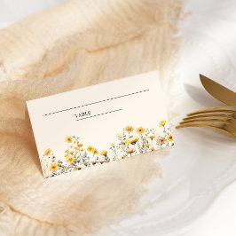 Tarjeta De Asiento Boda floral de flores silvestres amarillo Boho