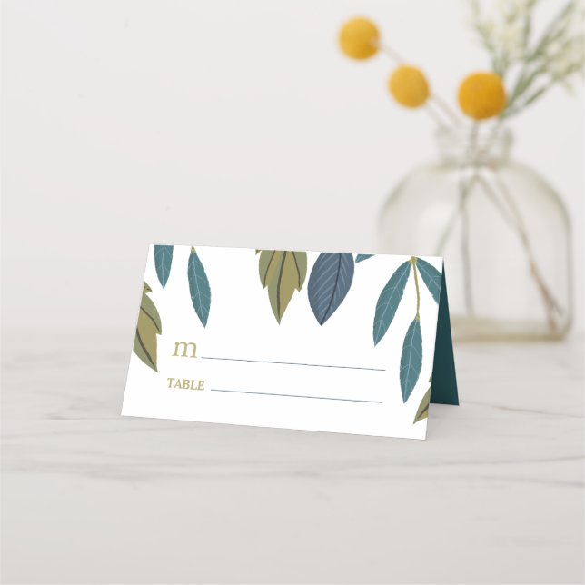 Tarjeta De Asiento Boda floral de hojas rusas (Anverso)